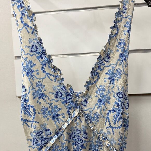 LoveShackFancy Blue Floral Cream Fabric - Picture 1 of 9